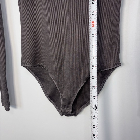 Zara Trafaluc Ribbed Bodysuit Brown Long Sleeve Stretch Slim Fit Size S - Picture 6 of 8